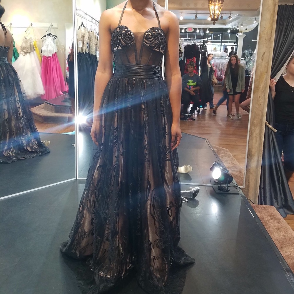 Rose gold & black prom dress